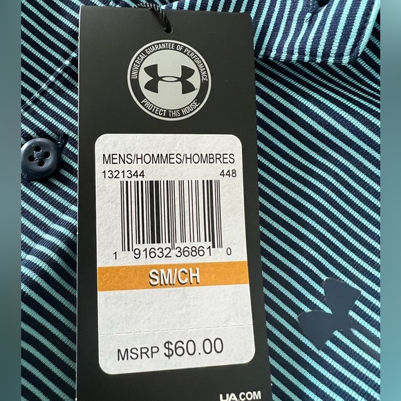 🔥Under Armour Men's Stripe Performance Polo 1321344 448 SIZE SMALL NWT $60.00 - Picture 15 of 16